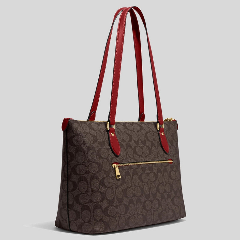 Coach Brown and Red Signature Tote